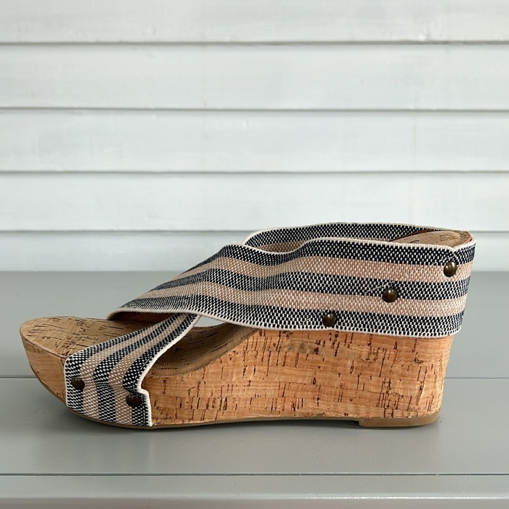 Lucky Brand Miller Cork Wedge Platform‎ Crossover Slides Sz 10